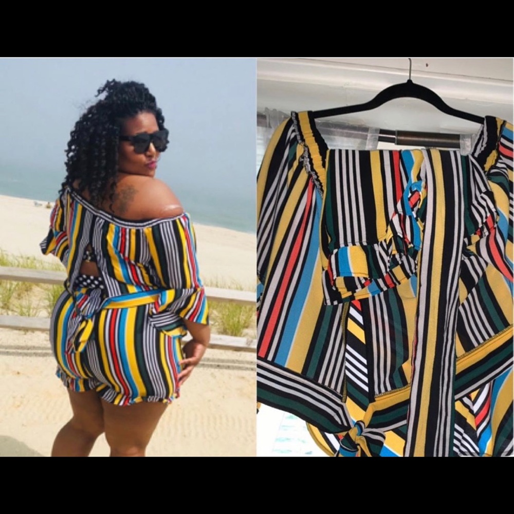 2 pc striped short set